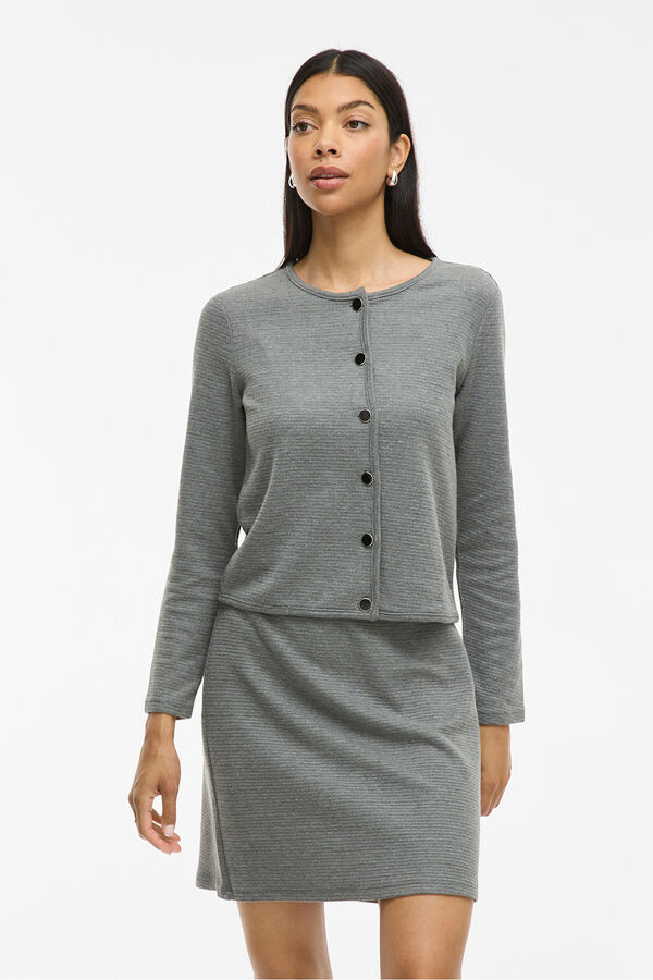 Vila Buttoned cardigan with cotton and viscose Grey