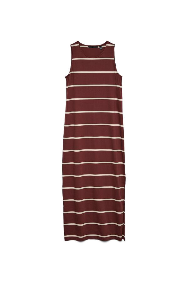 Vero Moda Vestido midi escote redondo Marr&oacute;n