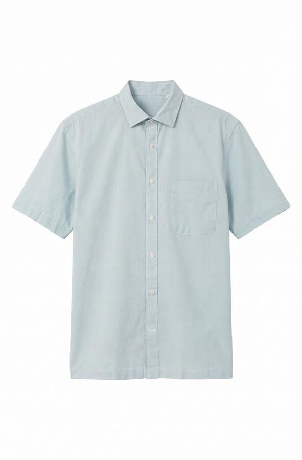Cortefiel Camisa cuadro vichy manga corta Verde