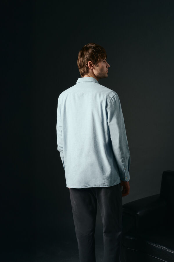 OOTO Polera de algod&oacute;n con lino Blue