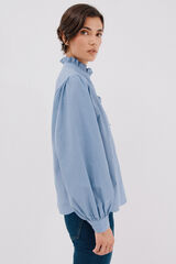 Cortefiel Blusa riscas com gola franzida Azul