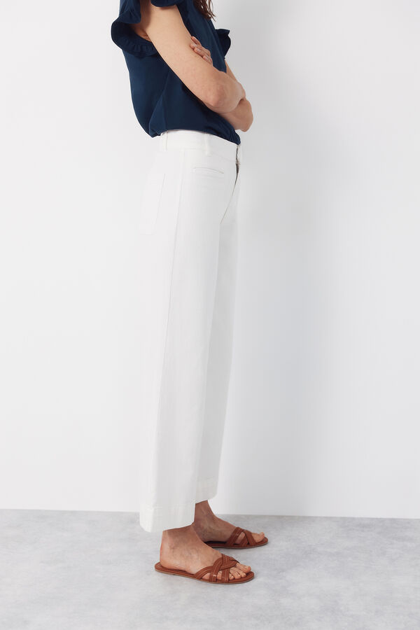Cortefiel Pantalones Piping Blanco