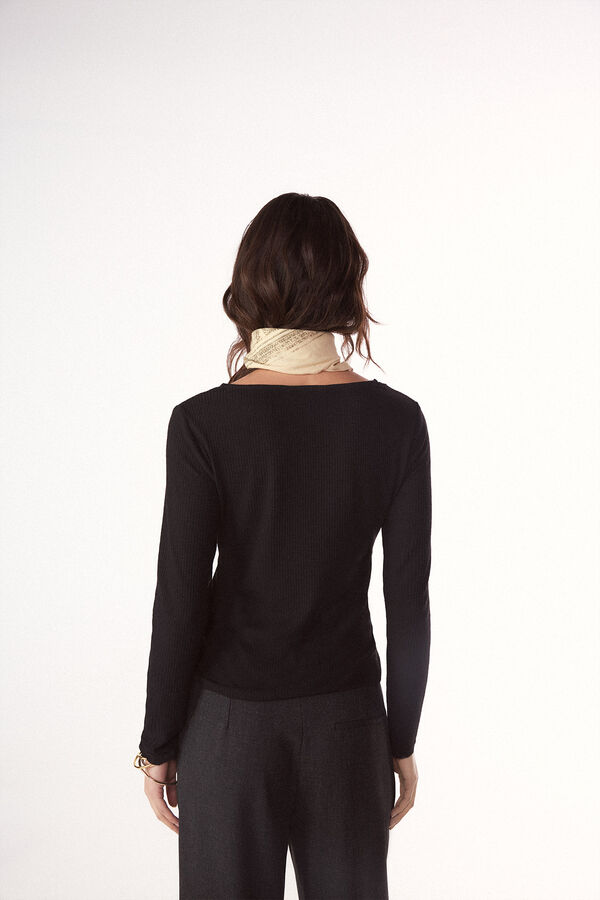 Slowlove Top com estrutura e detalhes de renda Preto