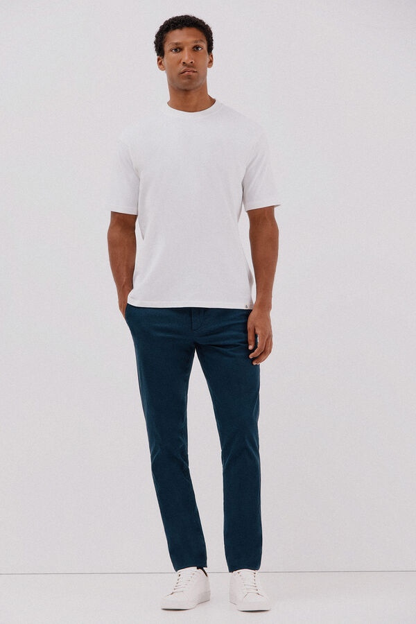 Cortefiel Slim-fit print chinos pants Blue