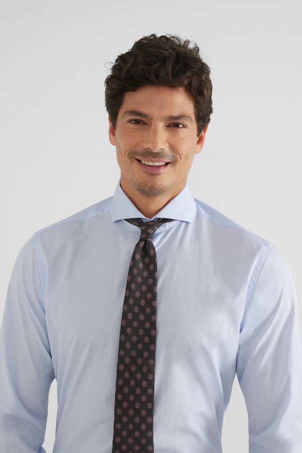 Silbon Single-cuff mini striped dress shirt Blue