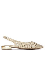 XTI Bailarina rejilla trenzada tac&oacute;n bajo Dorado