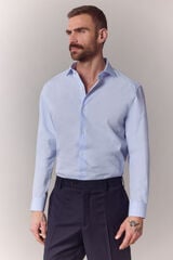 OOTO Poplin plain long sleeve shirt Blue