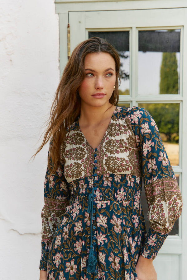 Jaase Vestido largo Sabrina estampado monarch Blue
