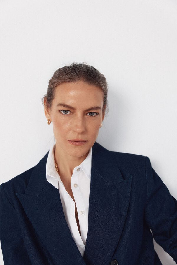 Cortefiel Blazer Denim sastre Azul