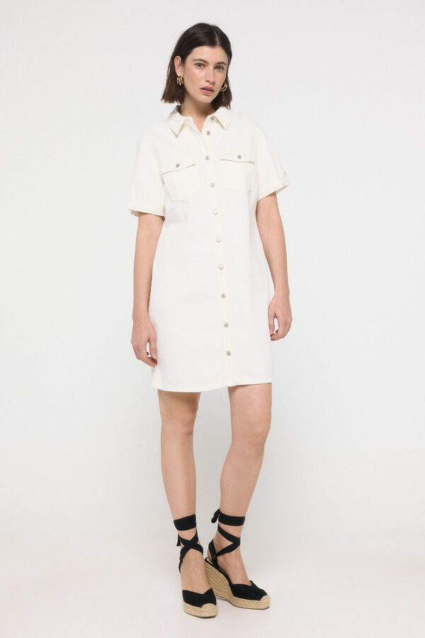 Vero Moda Vestido corto de manga corta denim Blanco