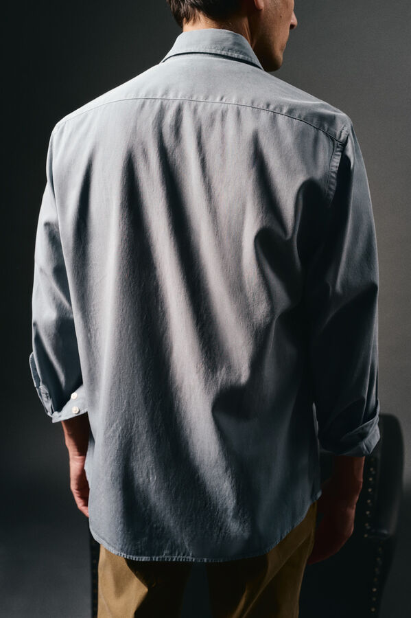 OOTO Camisa twill liso tencel algod&oacute;n Azul