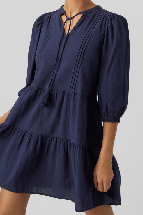 Vero Moda Balloon sleeve dress with drawstring neck Navy