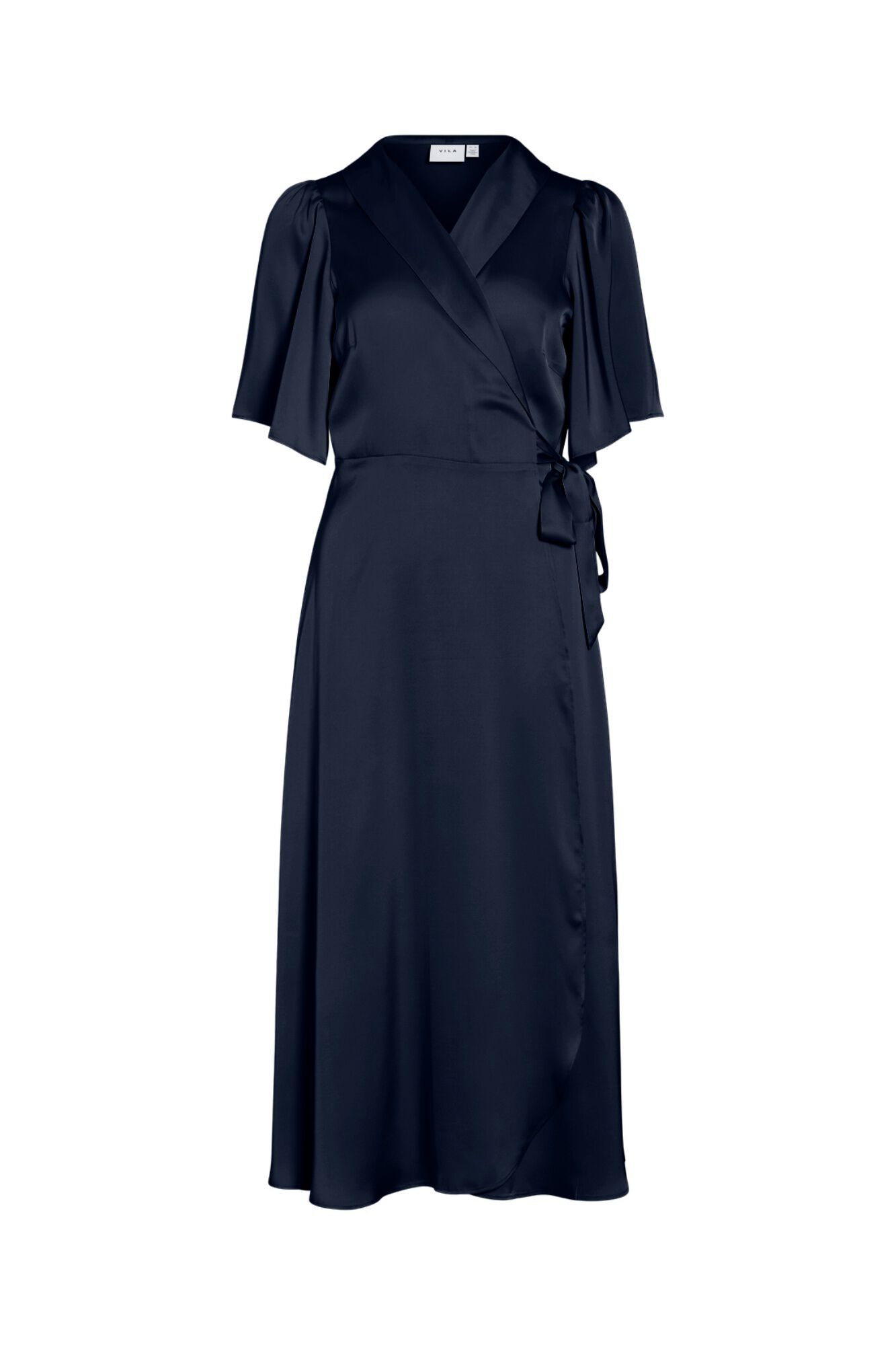 Vila Vestido midi satinado cruzado