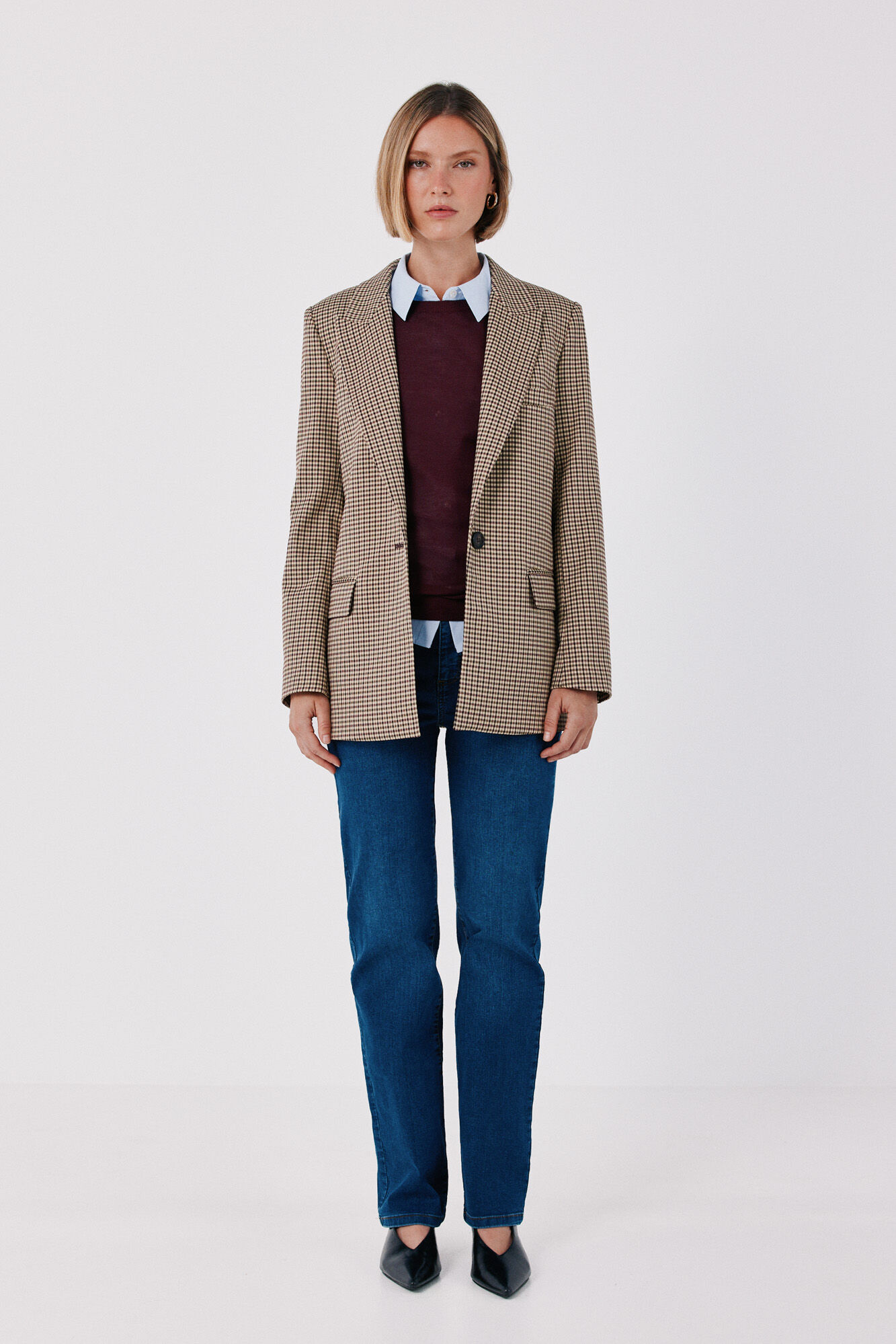 Cortefiel Blazer mujer de tejido de cuadros
