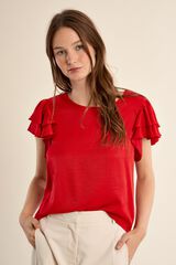 Molly Bracken T-shirt de manga curta com folhos Vermelho