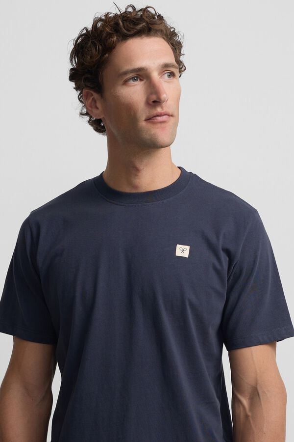 Silbon Camiseta lisa minilogo parche Azul marino