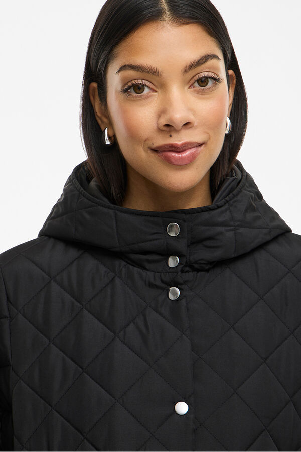 Vila Abrigo acolchado guateado con capucha Negro