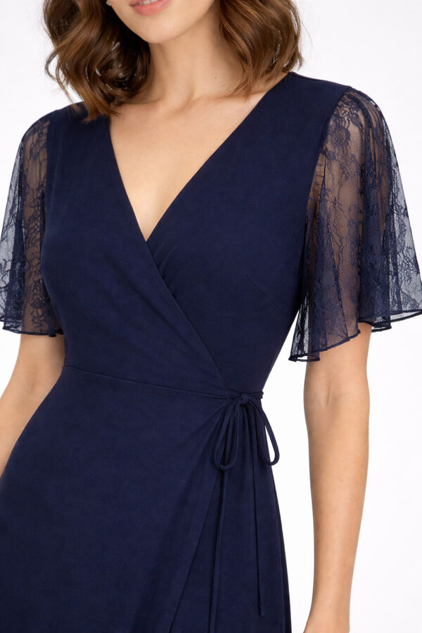 Vila Vestido comprido de festa cruzado Azul