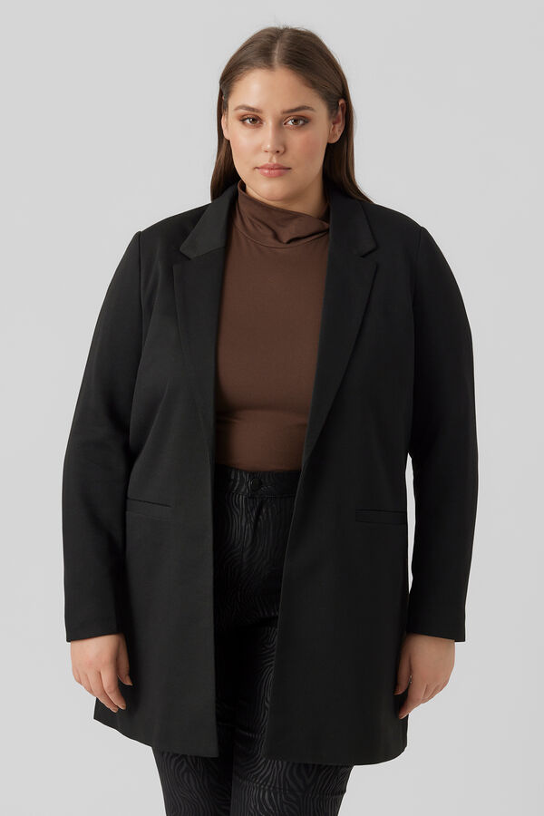 Vero Moda Curve Long sleeve blazer with pockets plus size Black