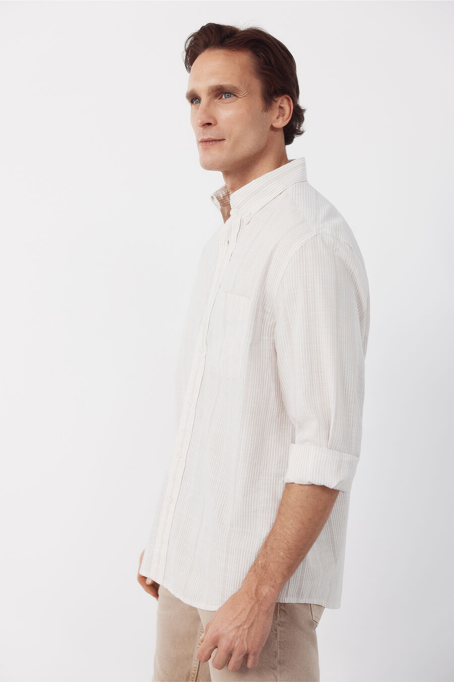 Camisa rayas algodón slub