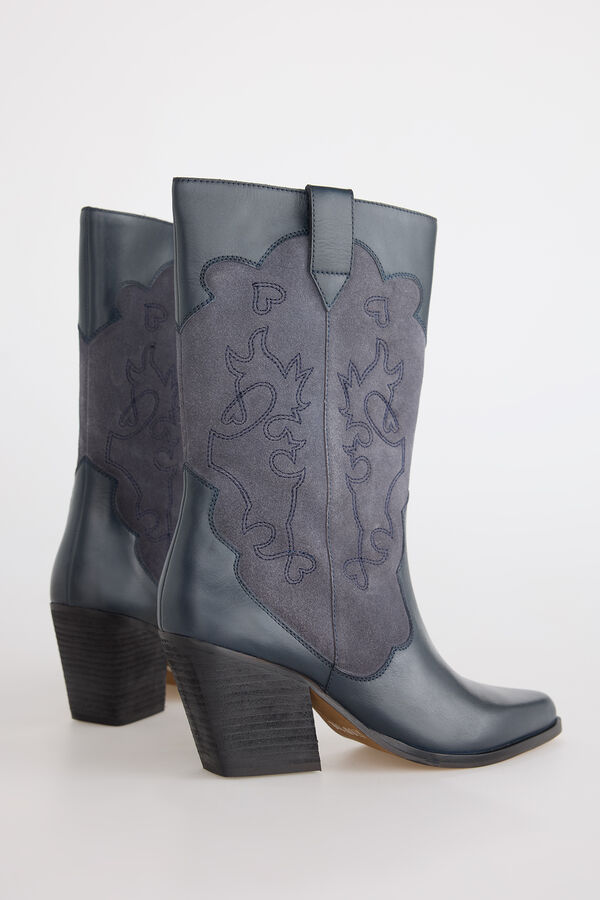 Slowlove Bota de pele e croute Cinzento