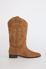 Slowlove Flat split leather boot Camel