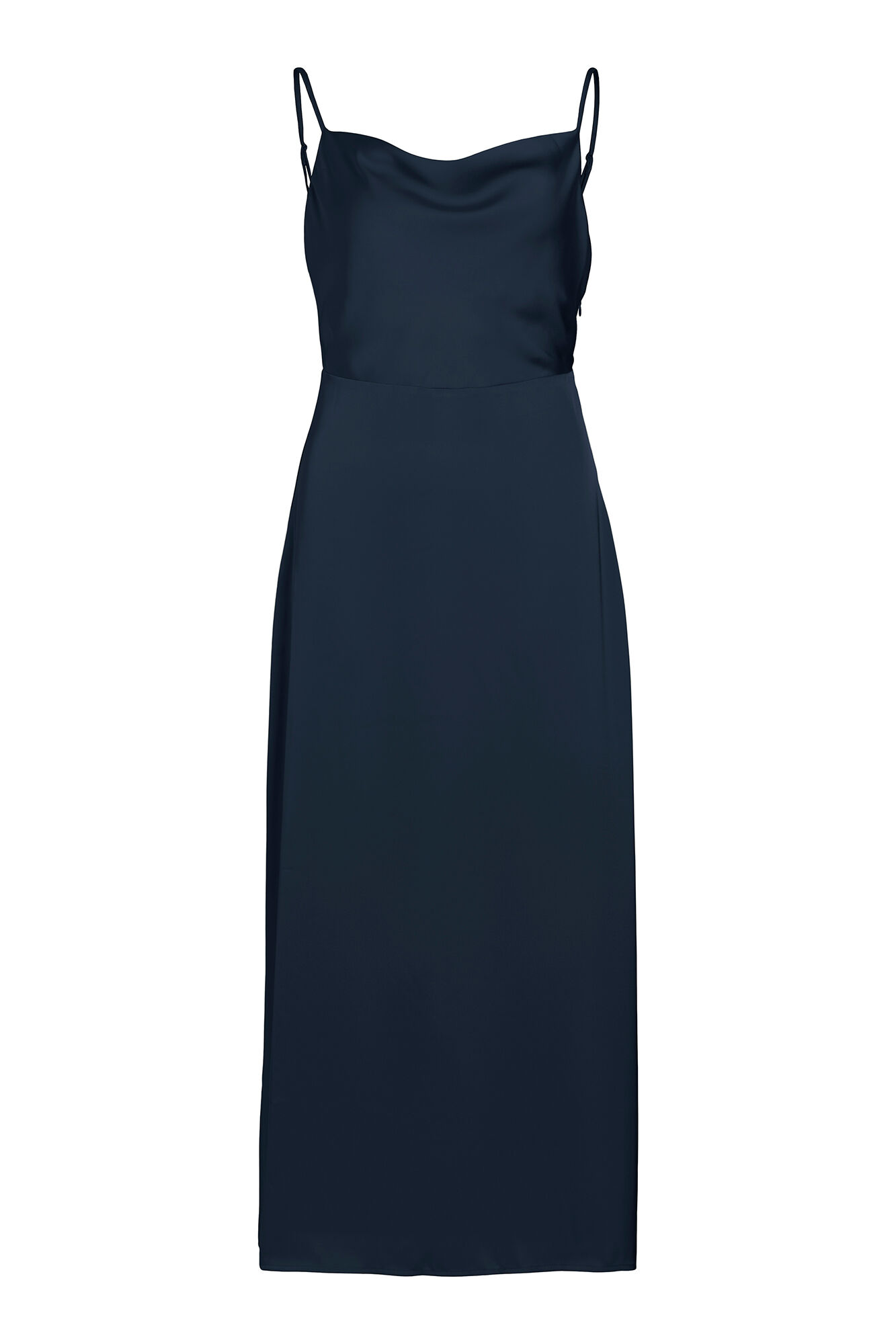 Vila Vestido largo satinado escote drapeado