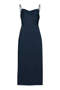 Vila Vestido largo satinado escote drapeado