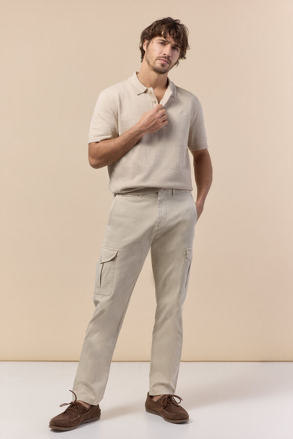 OOTO Slim fit cargo trousers Beige