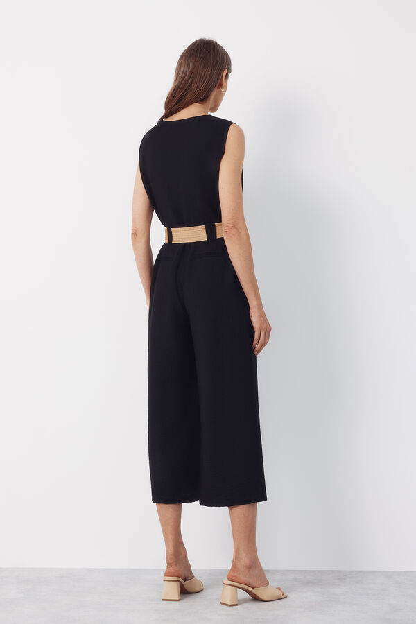 Cortefiel Belted jumpsuit Black