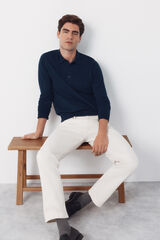 Cortefiel Long sleeve sleeve cotton polo shirt jersey Navy