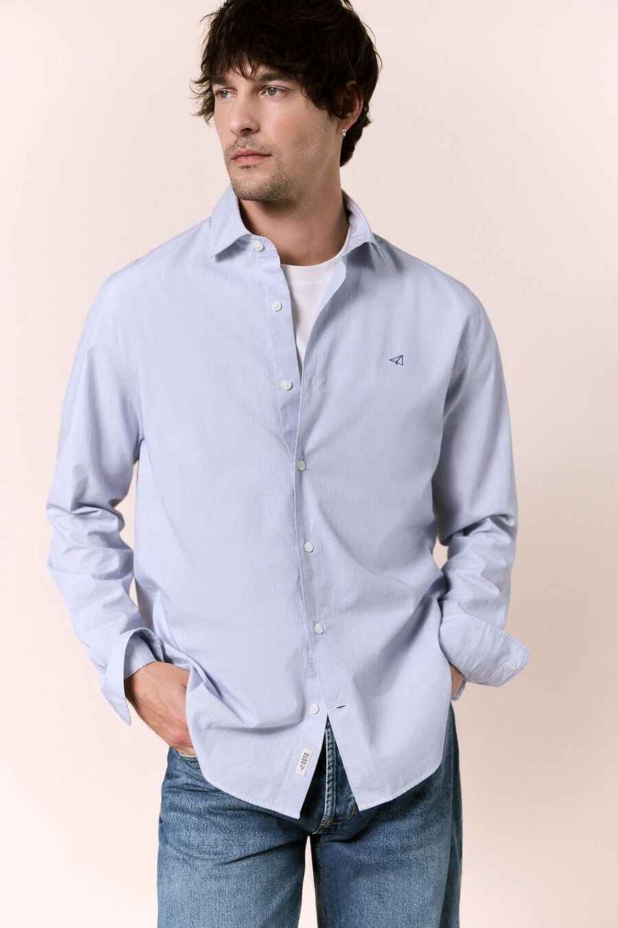 Camisa rayas popelín manga larga