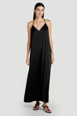 Vestido largo de tirantes con encaje