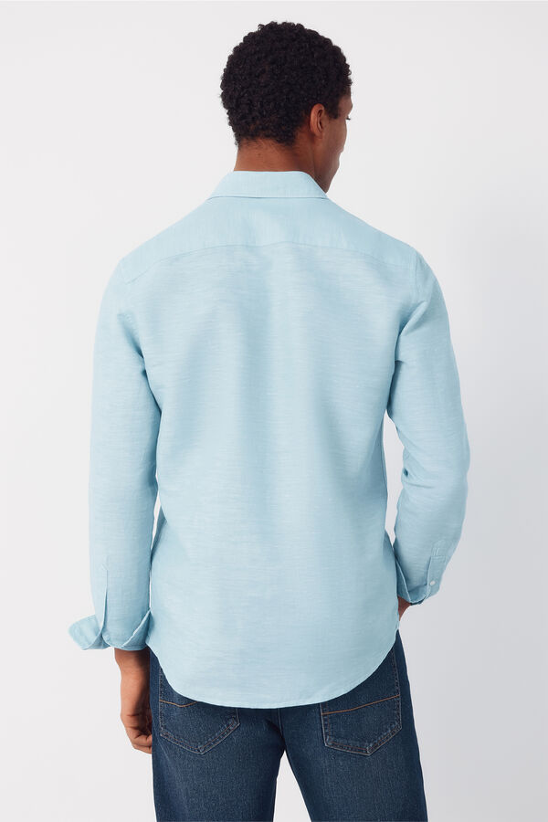 Cortefiel Camisa lino algod&oacute;n liso Turquesa