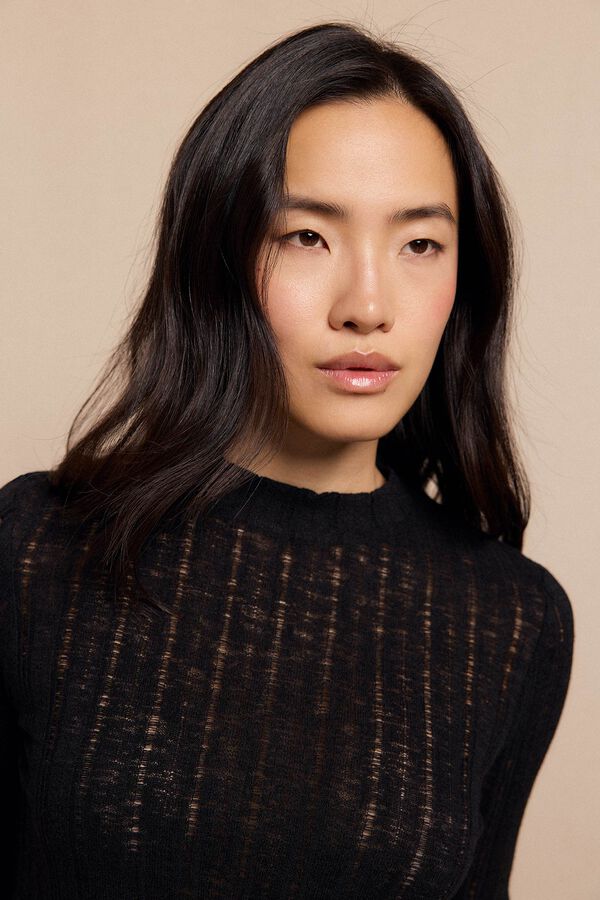 Slowlove Top punto estructura Negro