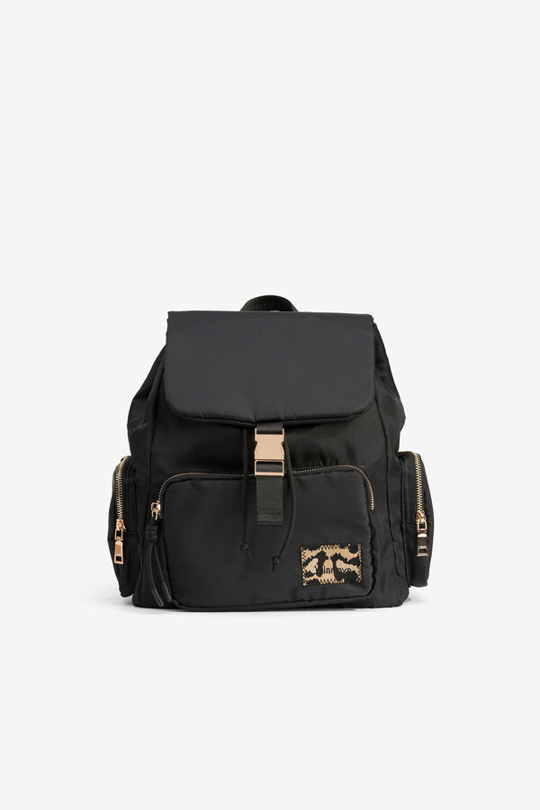 Vilanova Mochila acolchoada com aba Preto