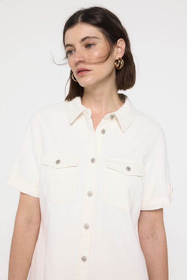 Vero Moda Vestido corto de manga corta denim Blanco