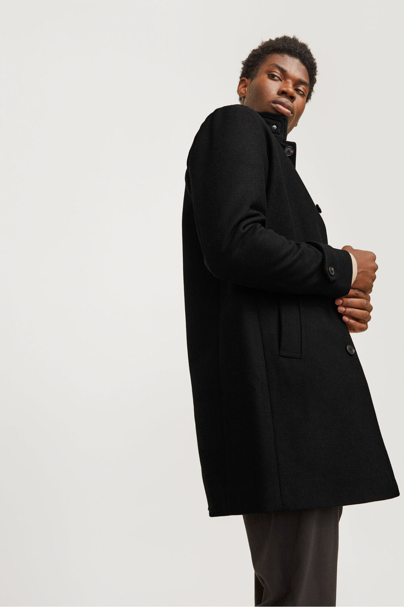 Jack & Jones Sobretudo curto de l&atilde; com gola alta