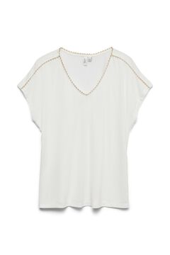Vero Moda Curve T-shirt b&aacute;sica com gola em bico tamanho grande