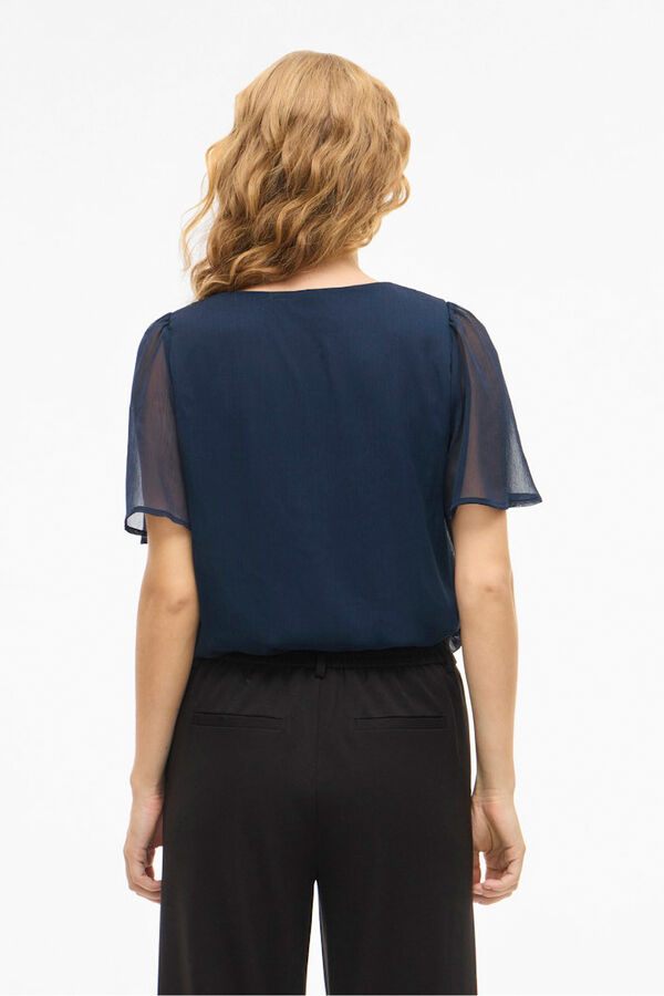 Vila Blusa de manga corta de gasa Azul marino