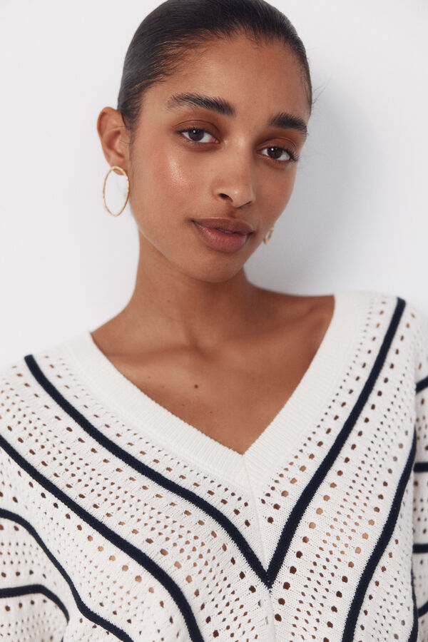 Cortefiel Jersey calado rayas Estampado azul