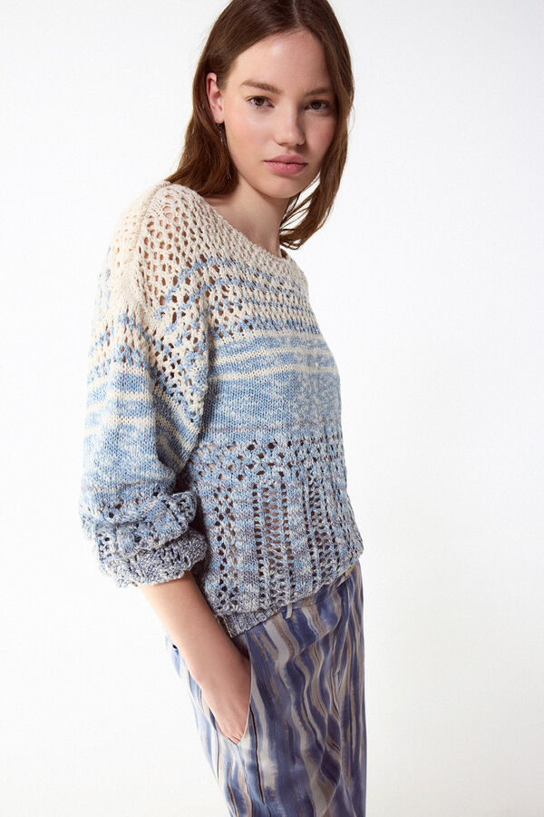 Slowlove Jersey punto calado Azul