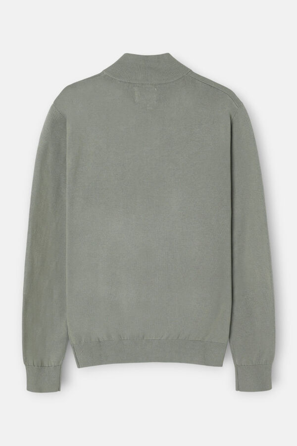 Silbon Jersey liso media cremallera Kaki