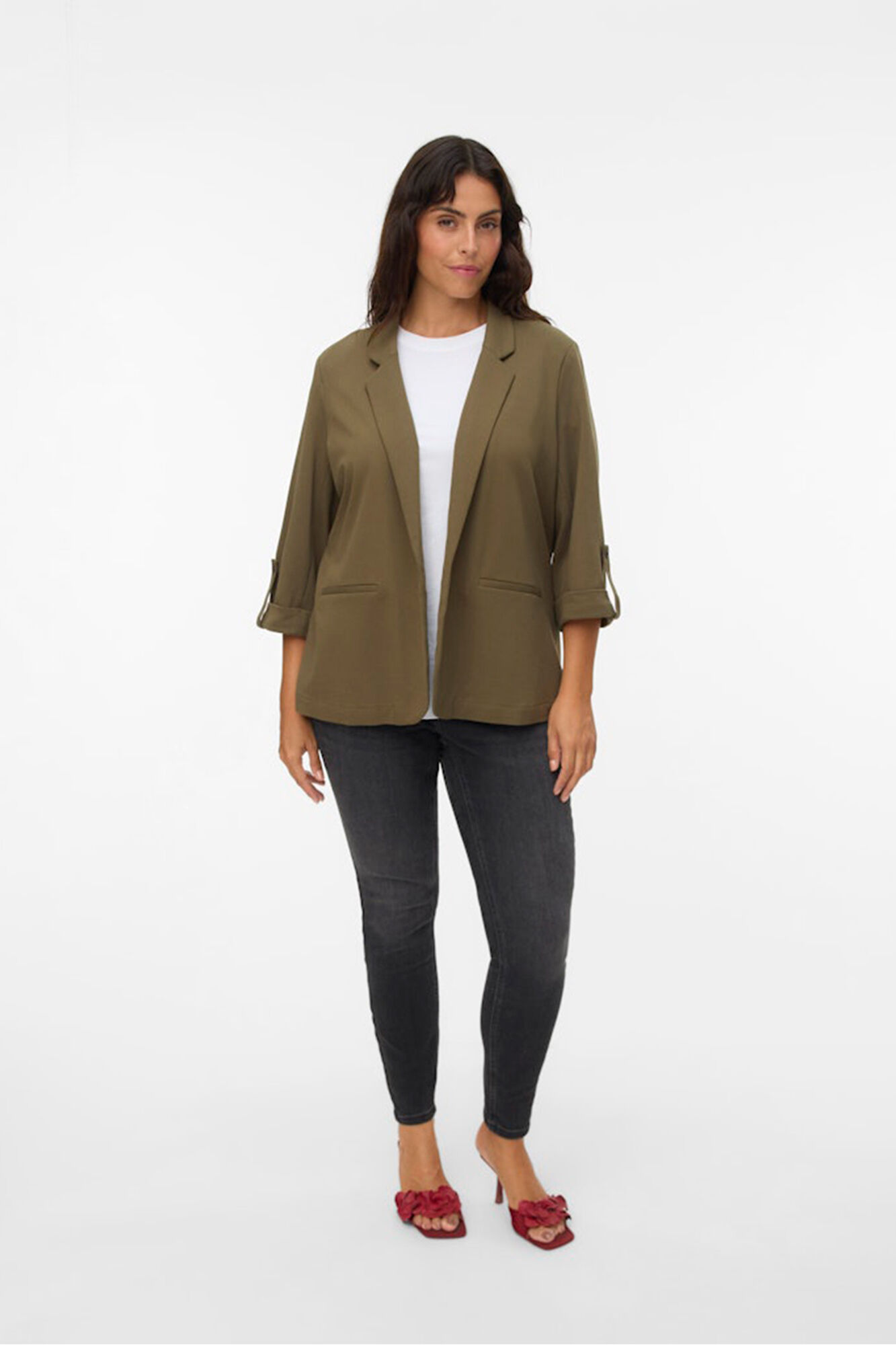Vero Moda Curve Blazer feminino aberto com lapela grande
