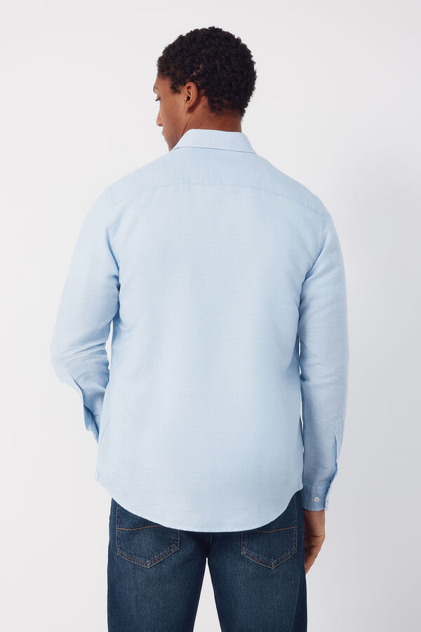 Cortefiel Camisa lino algod&oacute;n liso Azul