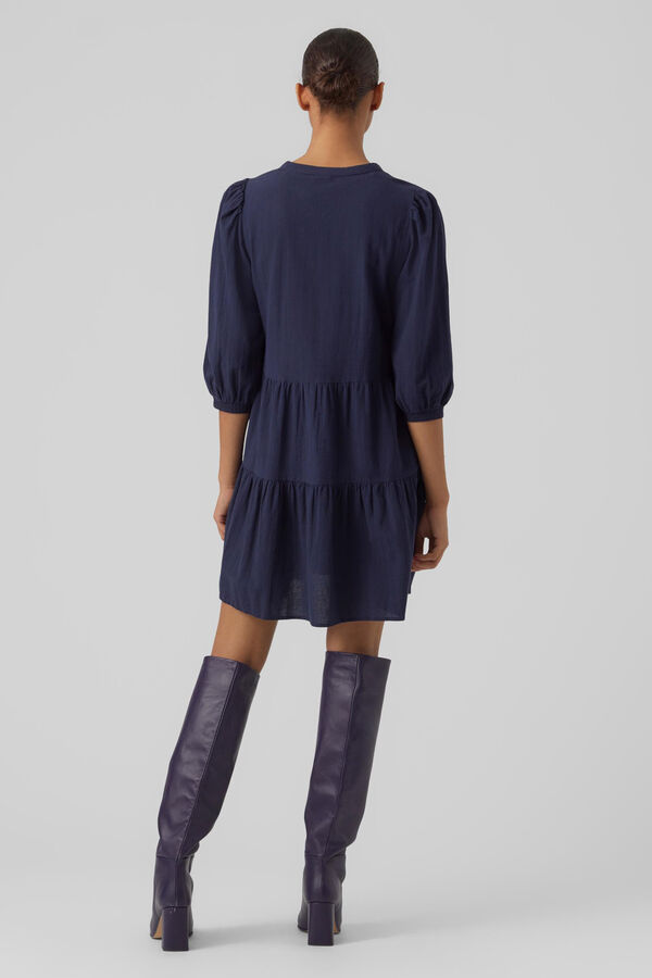 Vero Moda Balloon sleeve dress with drawstring neck Navy
