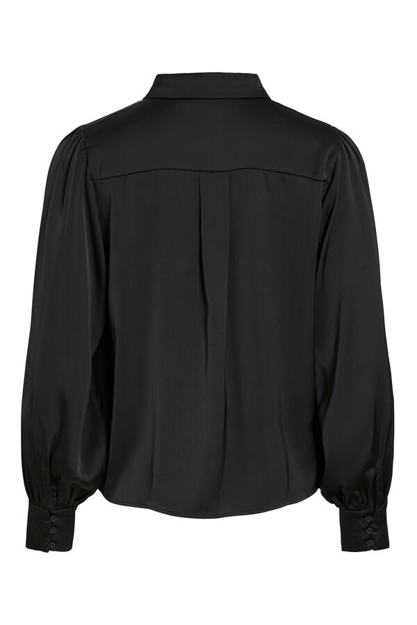 Vila Blusa satinada de manga larga Black