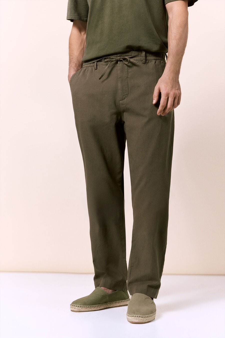 Pantalón de lino-algodón regular