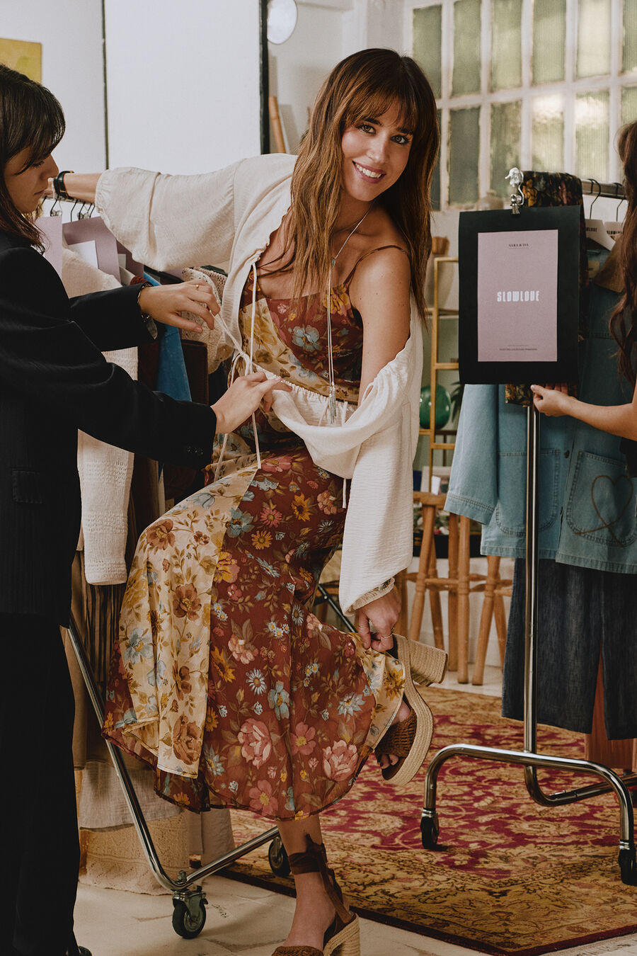 Vestido estampado combinado