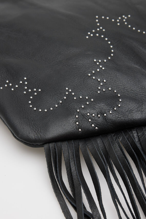 Slowlove Fringed bucket bag Black